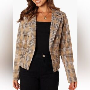 NWT Petal & Pup brown plaid blazer